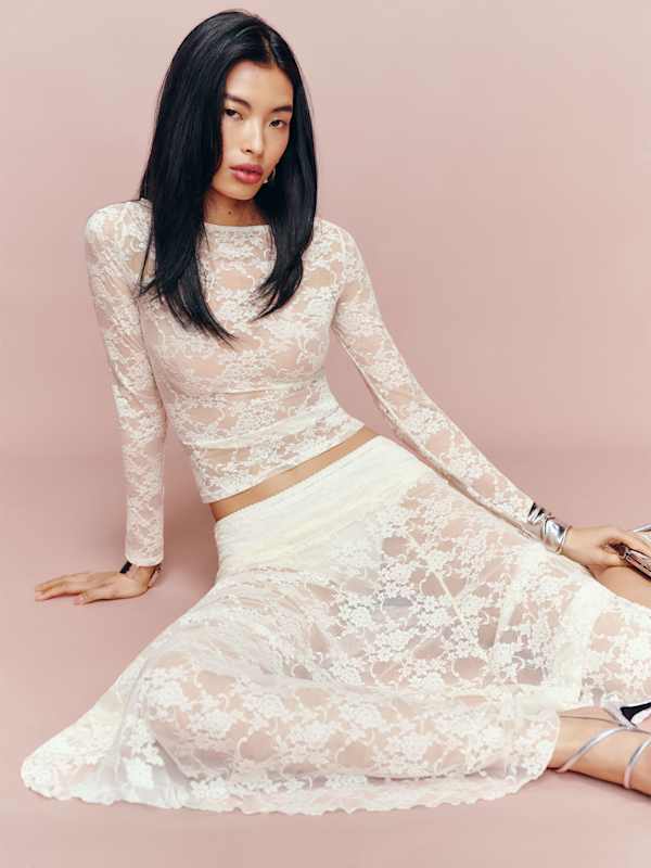 Adriano Lace Knit Top - Ivory Lace